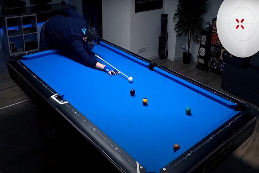 With initial strong force, the white ball will go around the pool table