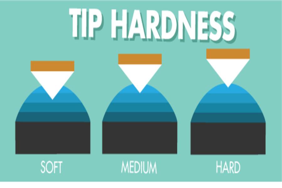 Pool cue tip hardness