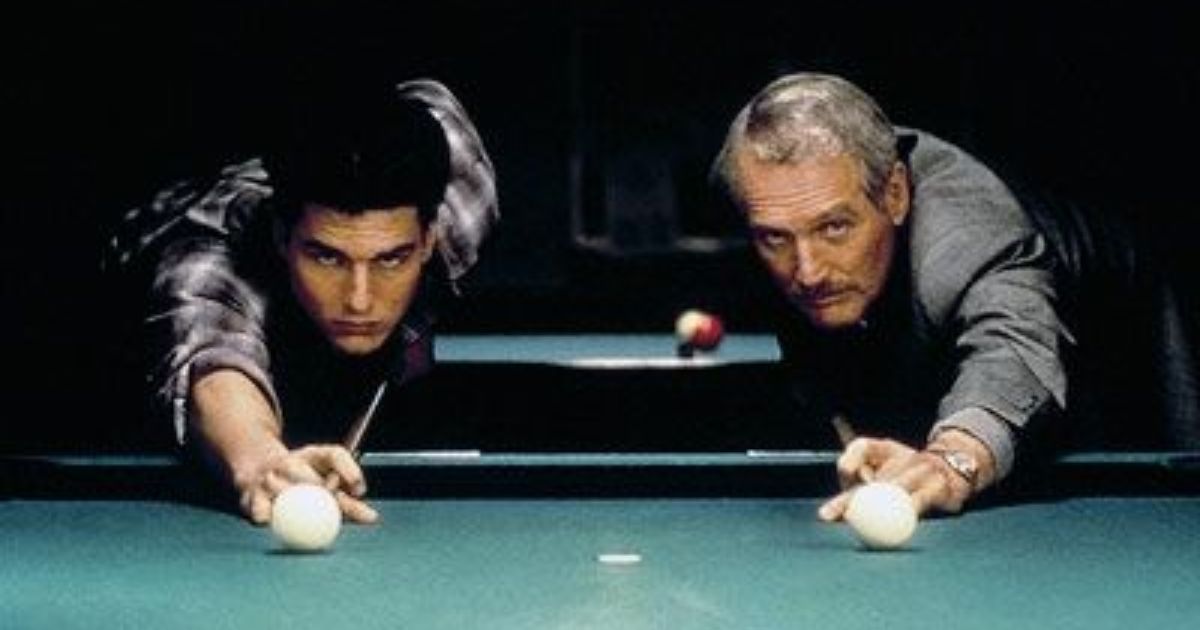 Tom Cruise and Paul Newman with pool game in a history film 