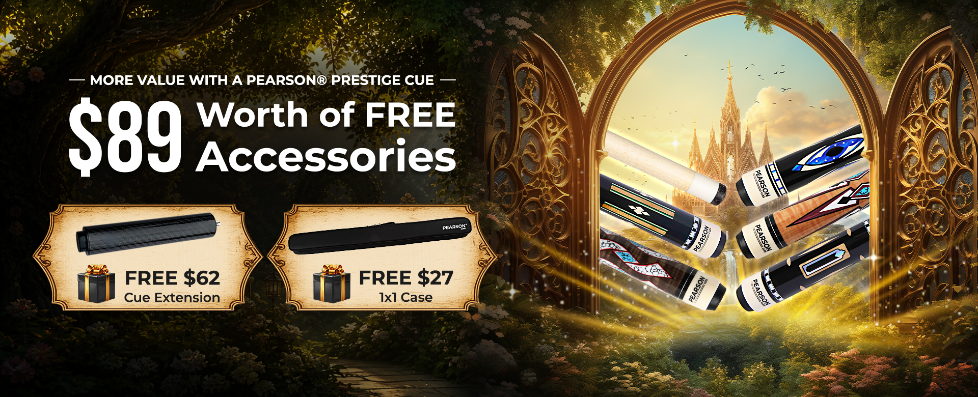 Buy any Prestige cue and get free accessories